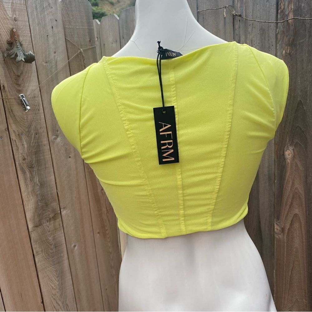 AFRM Myla Corset Crop Top in Sunny Lime NWT size XS - Picture 8 of 12
